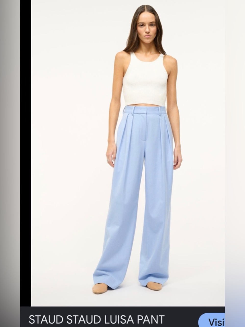 STAUD Luisa High-Rise Wide-Leg Pants in Pale Blue